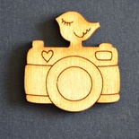Деревянная фигурка WOOD-100 - Фотоаппарат с птичкой, 1 штука