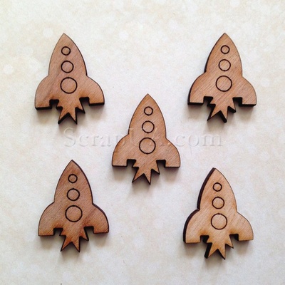 Деревянная фигурка WOOD-009 - Ракета, 1 штука