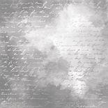 Аркуш одностороннього паперу зі срібним тисненням, дизайн Silver Text, Grey water, 30,5см х 30,5см, ТМ Фабрика Декору