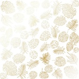 Лист односторонней бумаги с фольгированием Golden Tropical Leaves White,ТМ Фабрика Декора