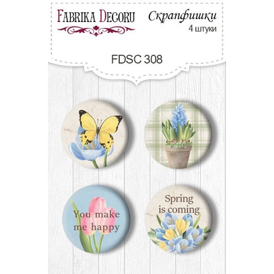Скрапфишки 4шт. Набор 308, Botany Spring, ТМ Фабрика Декору
