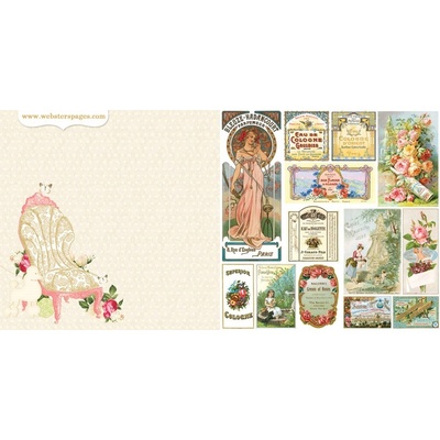 Лист двусторонней скрапбумаги Webster's Pages - Postcards from Paris -Mademoiselle? 30х30 см