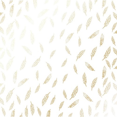 Лист односторонней бумаги с фольгированием Golden Feather White,ТМ Фабрика Декора