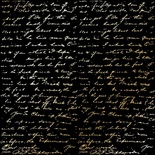 Лист односторонней бумаги с фольгированием Golden Text Black 30,5х30,5 см, ТМ Фабрика Декора