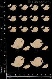 Чипборд от Dusty Attic - mini Birds №2, 19 шт.