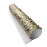Отрез кожзама с тиснением  золотой фольгой Golden Clocks Beige 50 х 25 см, ТМ Фабрика Декора