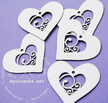 Чипборд от  Wycinanka  - Сердечки, 5x5,7 см, 5 шт.