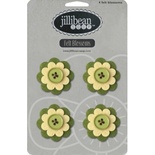 Набор цветов из фетра Jillibean Soup - Felt Blossoms - Green