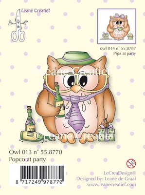 Акриловый штамп от LeCreaDesign - Owlie's, "Popco at Party" - Сова и праздник