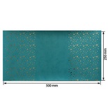 Отрез кожзама с тиснением  золотой фольгой Golden Stars Turquoise, размер 500мм х 250мм, ТМ Фабрика Декора