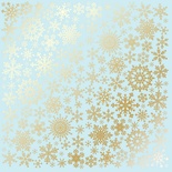 Лист односторонней бумаги с фольгированием Golden Snowflakes Blue, ТМ Fabrika Decoru