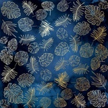 Лист односторонней бумаги с фольгированием Golden Tropical Leaves Night garden,ТМ Фабрика Декора