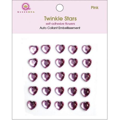 Половинки кристаллов на клеевой основе Queen & Co - Twinkle Self-Adhesive Embellishments Hearts/Pink
