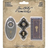 Набор металлических украшений Tim Holtz - Idea-Ology Metal Large Keyholes, 3 штуки, замочные скважины