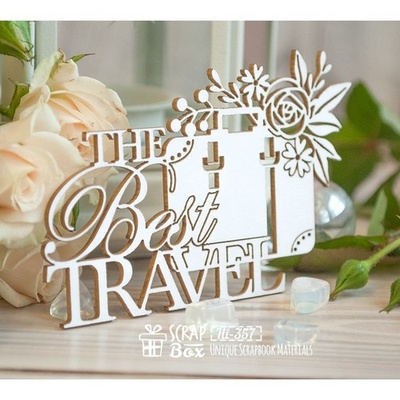 Чипборд ScrapBox - Надпись "The Best Travel" с чемоданом Hi-357