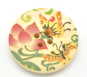 Деревянная пуговица Multicolor Butterfly Pattern B15465, диаметр 3 см, 1 шт.