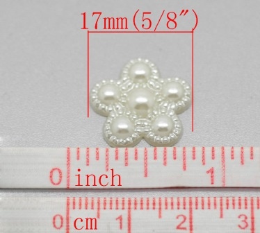 Цветок, имитация жемчуга, 17м, цвет молочный, 10 шт.