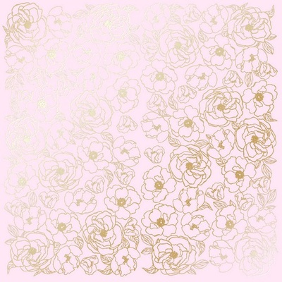 Лист односторонней бумаги с фольгированием Golden Pion Light pink, ТМ Фабрика Декора