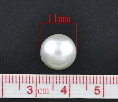 Полубусины, имитация жемчуга, 11 мм, цвет молочный, 10 шт.