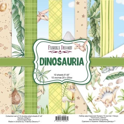 Набор скрапбумаги Dinosauria 20x20 см 10 листов, ТМ Фабрика Декора