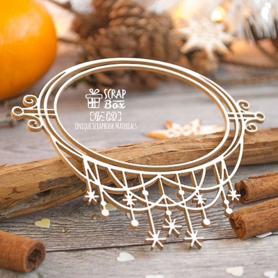 Чипборд ScrapBox - Новогодняя рамка с гирляндой из снежинок Hr-120