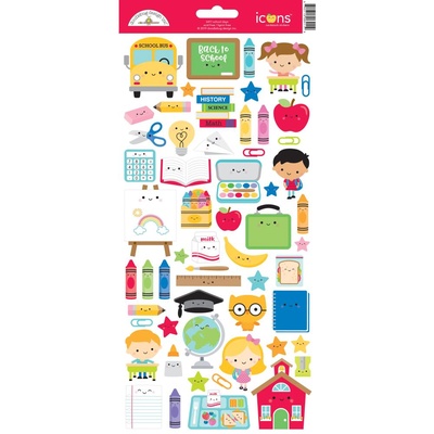 Наклейки от Doodlebug - Cardstock Stickers 6"X13" - School Days Icons