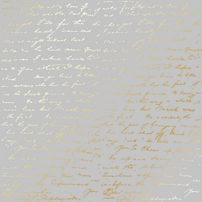 Лист односторонней бумаги с фольгированием Golden Text Gray 30,5х30,5 см, ТМ Фабрика Декора