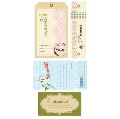 СКИДКА 40%! Набор тэгов из ткани Making Memories - WellWorn Tags Passport