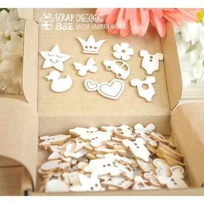 Чипборд ScrapBox - Набор коробочка счастья Baby (90 шт.) Hc-068