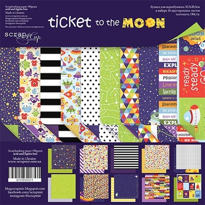 Набор двусторонней бумаги от Scrapmir  - Ticket to the Moon (ENG), 30х30см,10шт