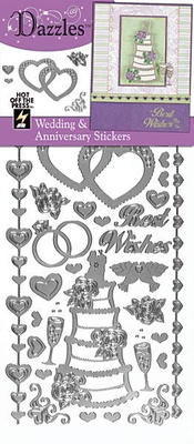 Набор наклеек-высечек HOTP - Wedding & Anniversary Dazzles Silver, размер 10х22,5 см, 39 штук