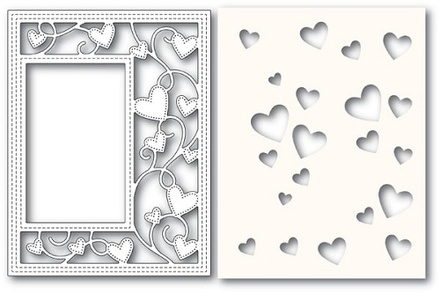Нож и маска от Poppystamps - Ribbon Heart Sidekick Frame and Stencil