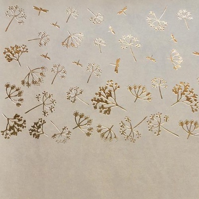 Отрез кожзама с тиснением  золотой фольгой Golden Dill Beige 50 х 25 см, ТМ Фабрика Декора