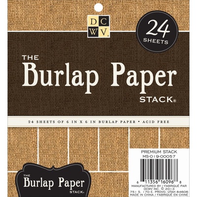 Набор кардстока DCWV Burlap, 15х15 см, 24 листа, с мешковиной