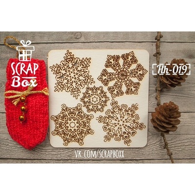 Чипборд ScrapBox - Набор снежинок Hh-019