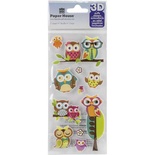 Наклейки от Paper House - Puffy Stickers - Owls, 7,6x16,5 см