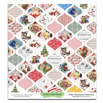 Лист бумаги для скрапбукинга от Pretty Little Studio - Jingle Bells Pattern Paper