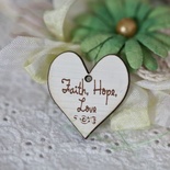 Сердечко деревянное: Faith,Hope,Love, 3х3,3см