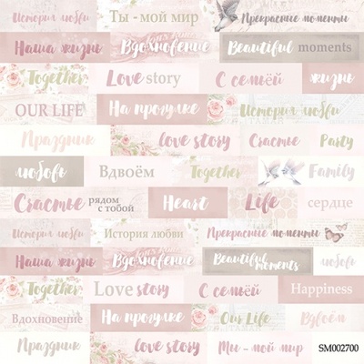Лист односторонней бумаги от Scrapmir - Надписи (RU) - Beautiful Moments, 20х20см