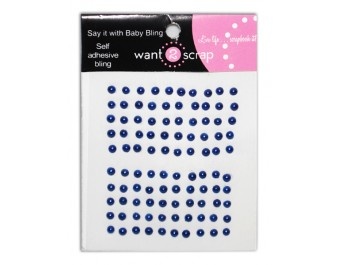 Половинки жемчужин на клеевой основе Want2Scrap - Baby Bling Pearls - Blue, 100 штук