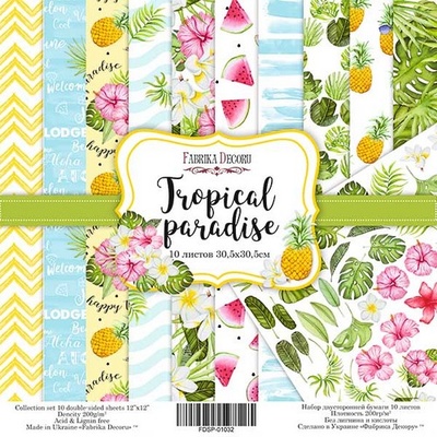 Набор скрапбумаги Tropical paradise, 30,5x30,5см, Фабрика Декора