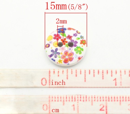 Деревянная пуговица Multicolor Flower B17609, диаметр 15 мм, 1 шт.