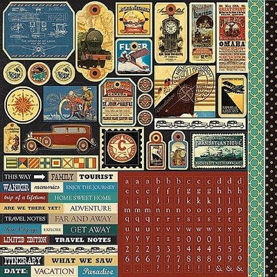 Лист наклеек от Echo park - Graphic 45 Transatlantique