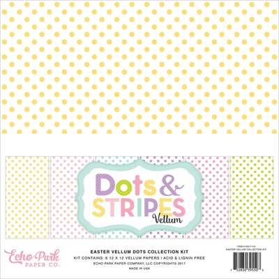 Набор листов веллума в горошек и полоску от Echo Park Vellum Pack - Easter Dots & Stripes, 30х30 см, 30х30 см