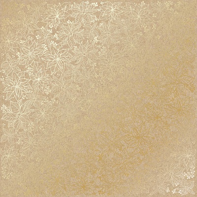 Лист односторонней бумаги с фольгированием Golden Poinsettia Kraft, ТМ Fabrika Decoru