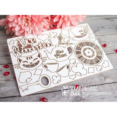 Чипборд ScrapBox - набор Alice in Wonderland Hc-022
