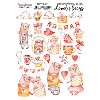 Набор наклеек (стикеров) 26 шт Lovely bears #161, ТМ Фабрика Декора