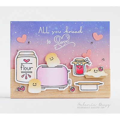 Нож для вырубки + штампы от Spellbinders - Toast with Jam 'n Bread Stamp and Die Set
