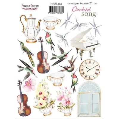 Набор наклеек (стикеров) 21 шт Orchid song 168, ТМ Фабрика Декора