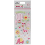 Наклейки от Paper House - Hello Baby Puffy Stickers - Pink Girl, 7,6x16,5 см